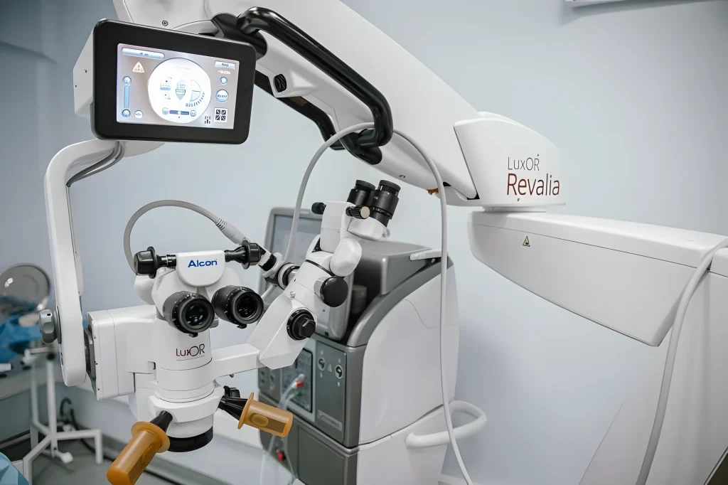 Офтальмологический микроскоп Alcon LuxOR Revalia в операционной SAIF OPTIMA